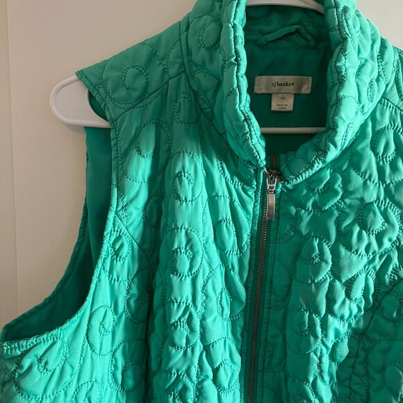Christopher & Banks Quilted Lightweight Puffer Vest Kelly Green Size 1X EUC. - Picture 2 of 11